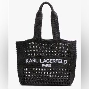 Karl Lagerfeld Antibes Straw Tote Black